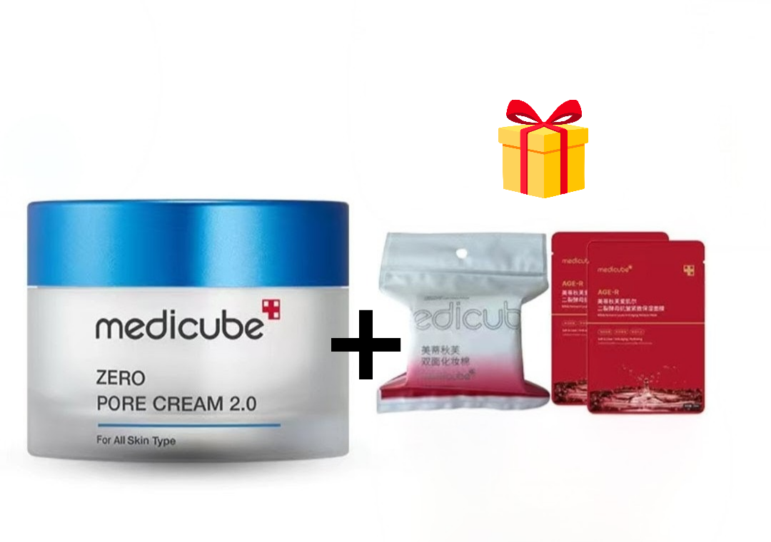 Medicube Zero Pore Cream 2.0 with additional skincare products on a white background