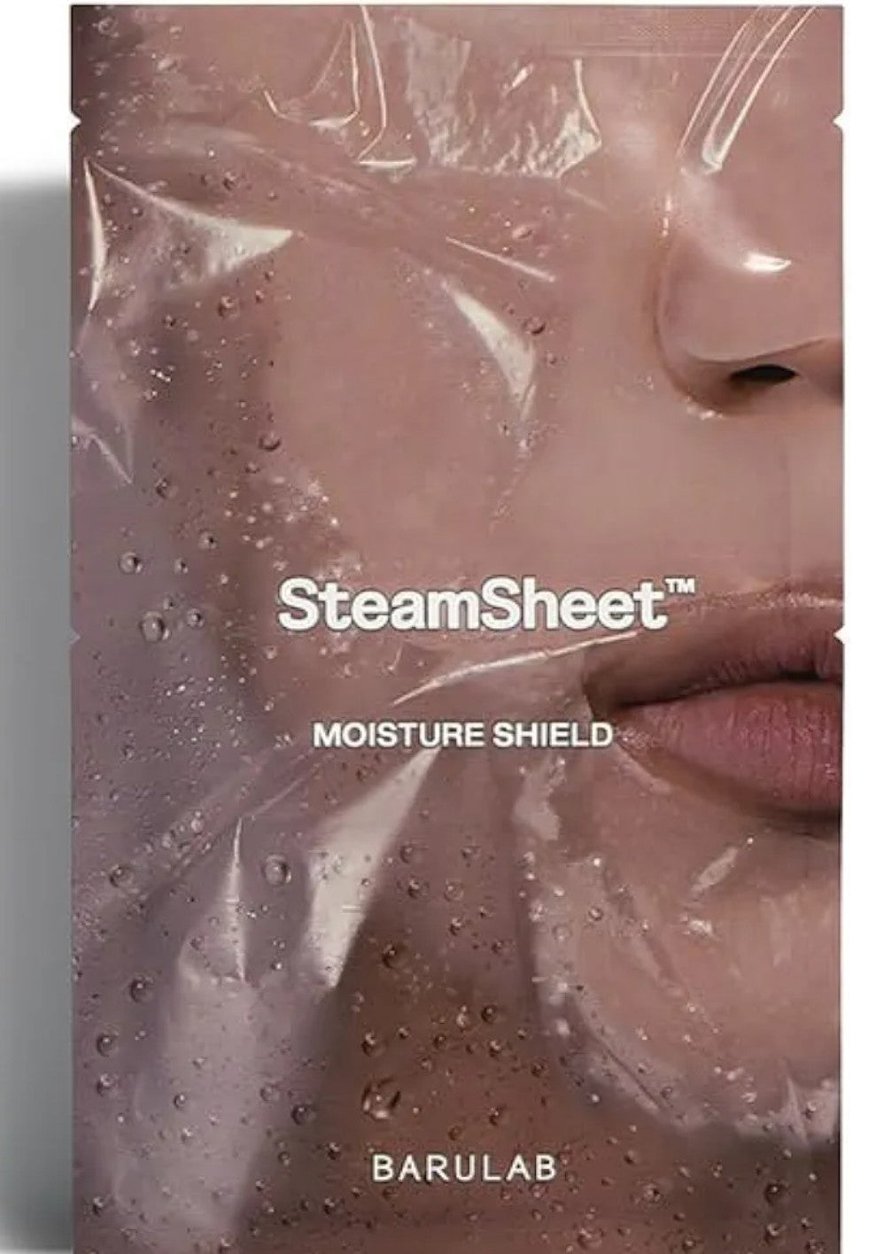 "Front view of Barulab Steam Sheet Mask – hydrating and soothing skincare mask."