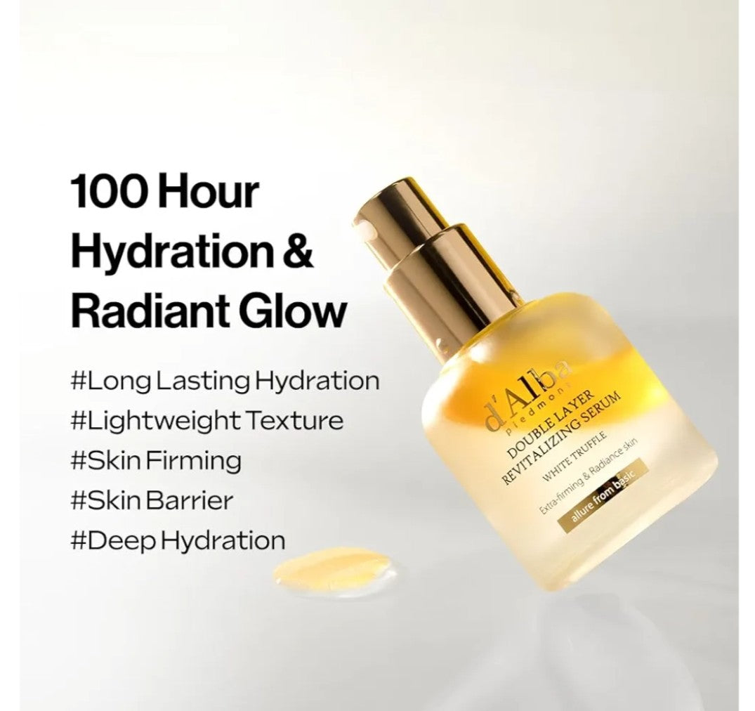d'Alba White Truffle Double Layer Revitalizing Serum – Firming & Radiance Boosting Face Oil Serum