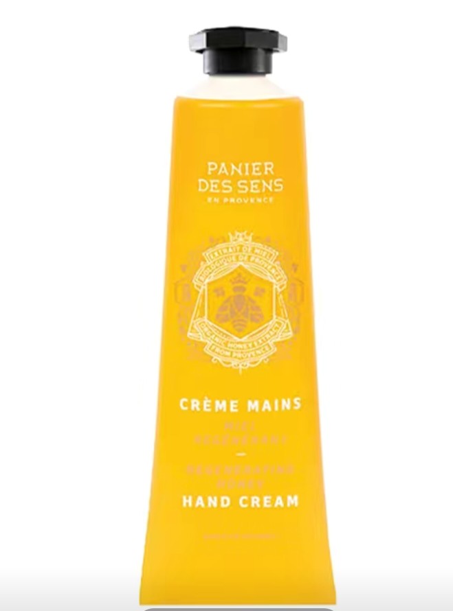 Panier des Sens Honey Hand Cream – 30ml nourishing hand cream with honey, propolis, and shea butter in yellow travel-size tube