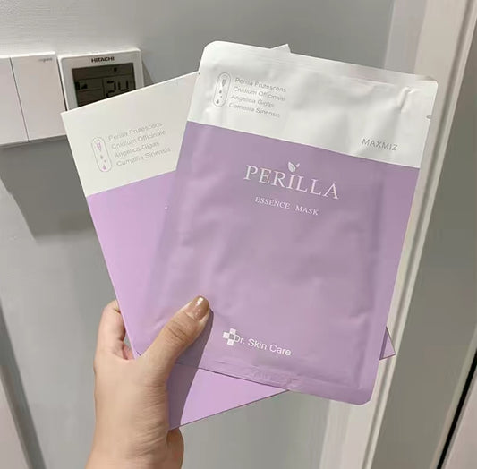 “Dr. Skin Care Perilla Essence Sheet Mask held in hand – Korean hydrating mask for sensitive skin”