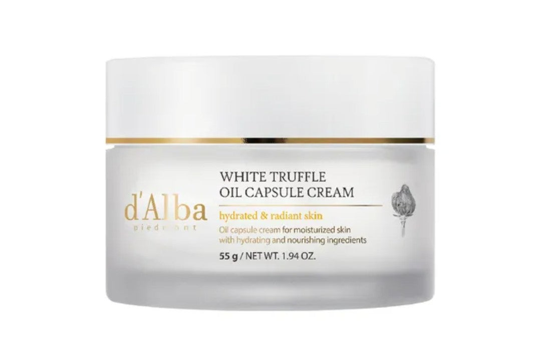 “d'Alba White Truffle Oil Capsule Cream jar – luxury moisturizer with vitamins and ceramides”