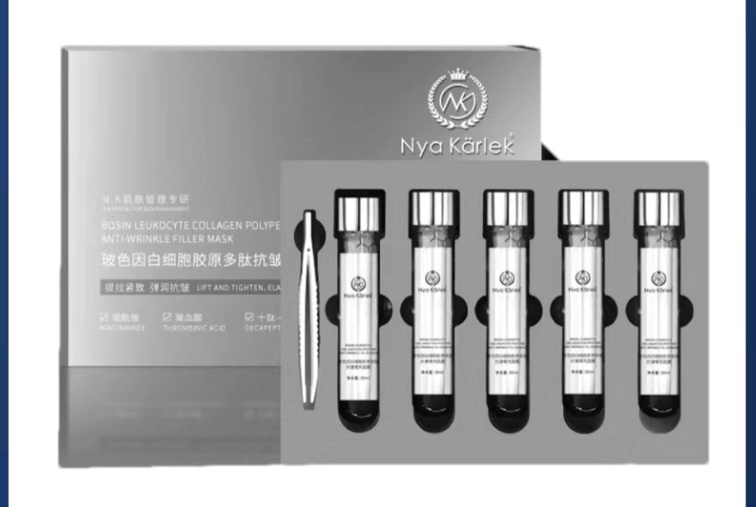 “Nya Kärlek Anti-Wrinkle Filler Mask Set with collagen polypeptide ampoules for lifting, firming, and anti-aging skincare”