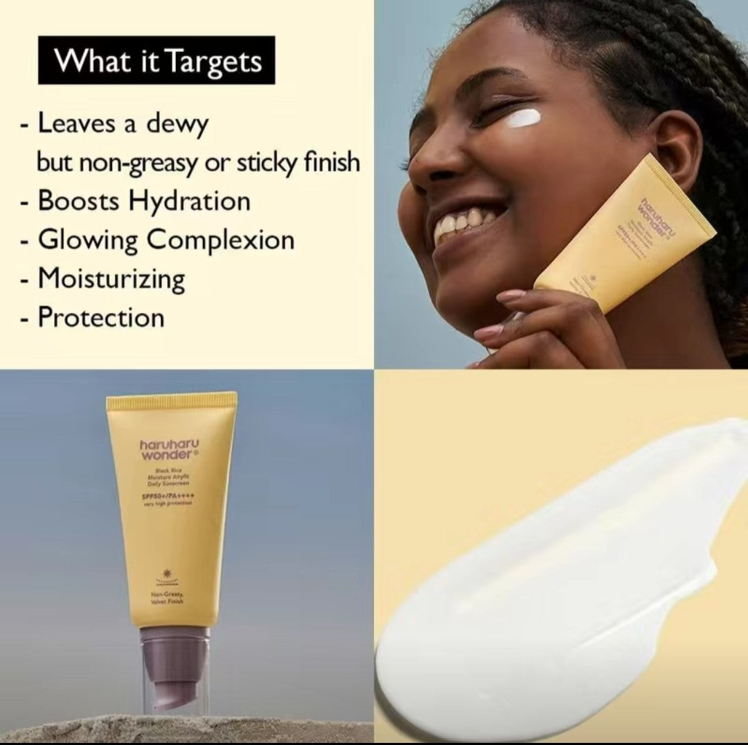 Haruharu Wonder Black Rice Moisture Airyfit Daily Sunscreen SPF50+ PA++++ – Lightweight, Non-Greasy UV Protection
