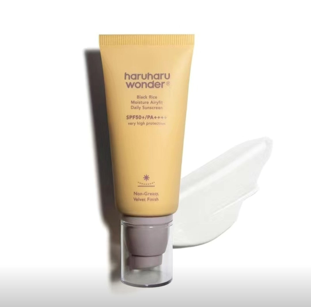 “Haruharu Wonder Black Rice Moisture Airyfit Daily Sunscreen SPF50+ PA++++ – lightweight non-greasy face sunscreen for all skin types”
