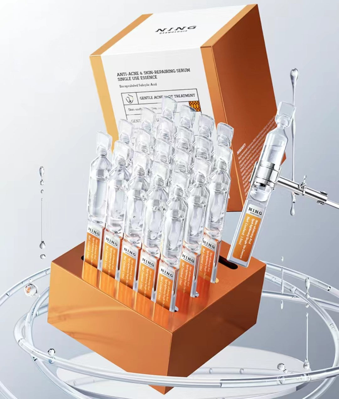 NING Anti-Acne Serum – Single-use skin repair ampoules with salicylic acid for acne treatment and barrier repair