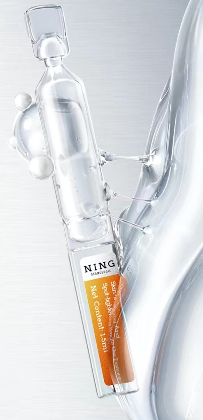 Close-up of Ning Anti-Acne Serum ampoule with salicylic acid for skin repair