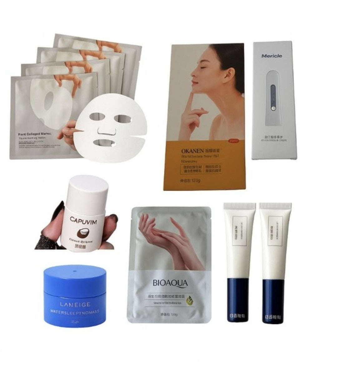 Full skincare set for face, neck, and hands – masks, creams, and tools