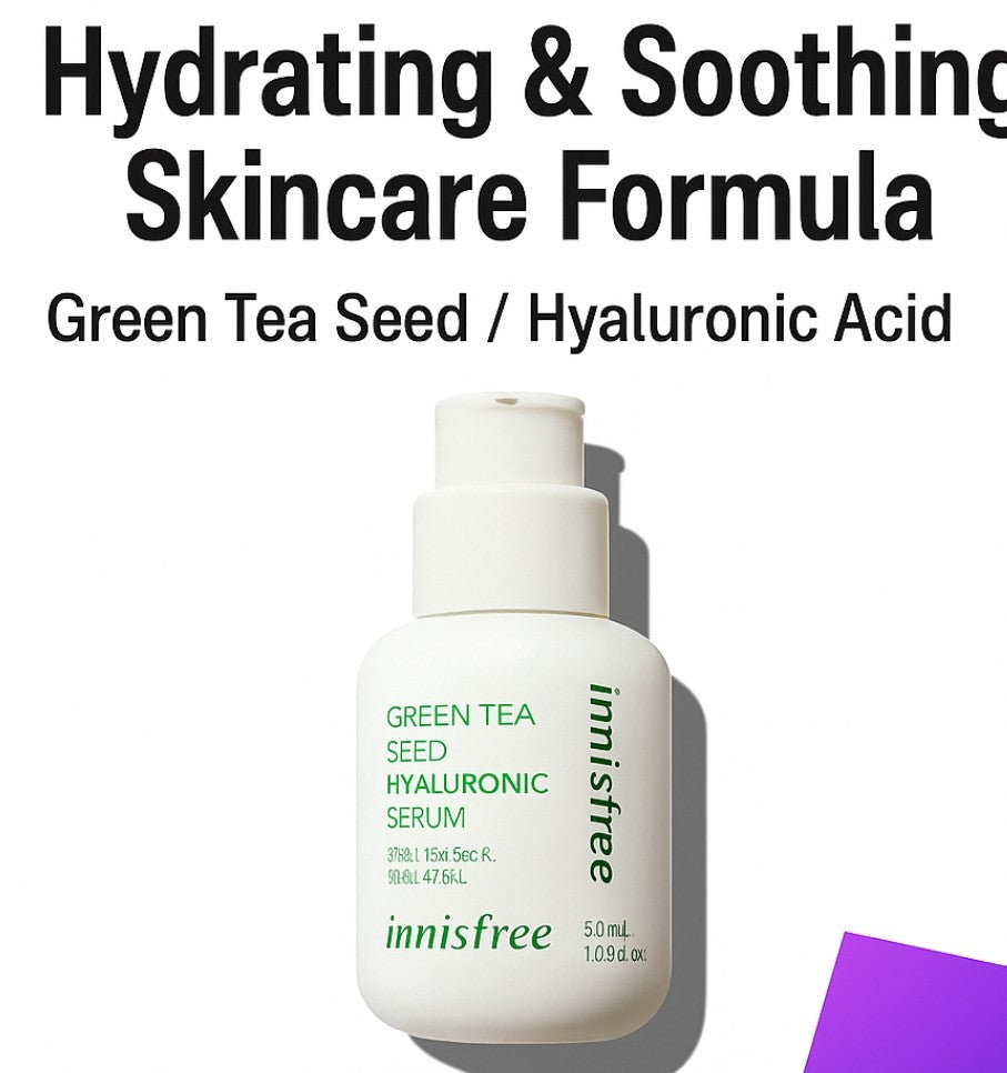 Key Ingredients – Green Tea Seed Extract and Hyaluronic Acid – Innisfree Serum