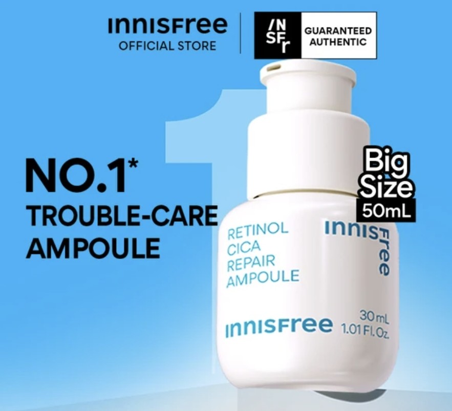 Innisfree Retinol Cica Repair Ampoule box and bottle – Korean skincare serum