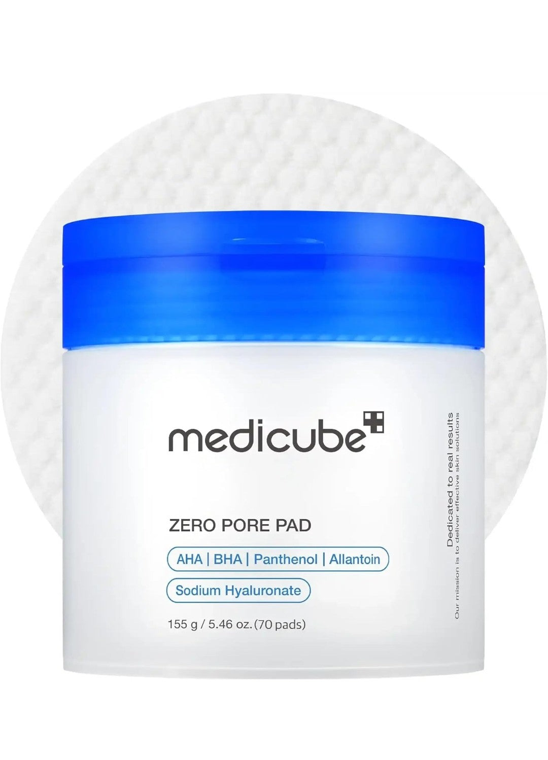 Medicube Zero Pore Pad packaging with blue and white design on a white background