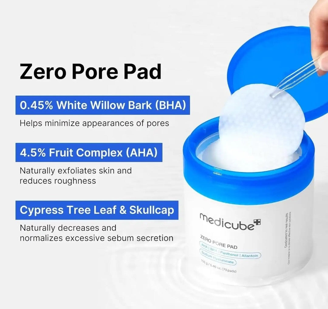 Zero Pore Pad with ingredients listed on a white background