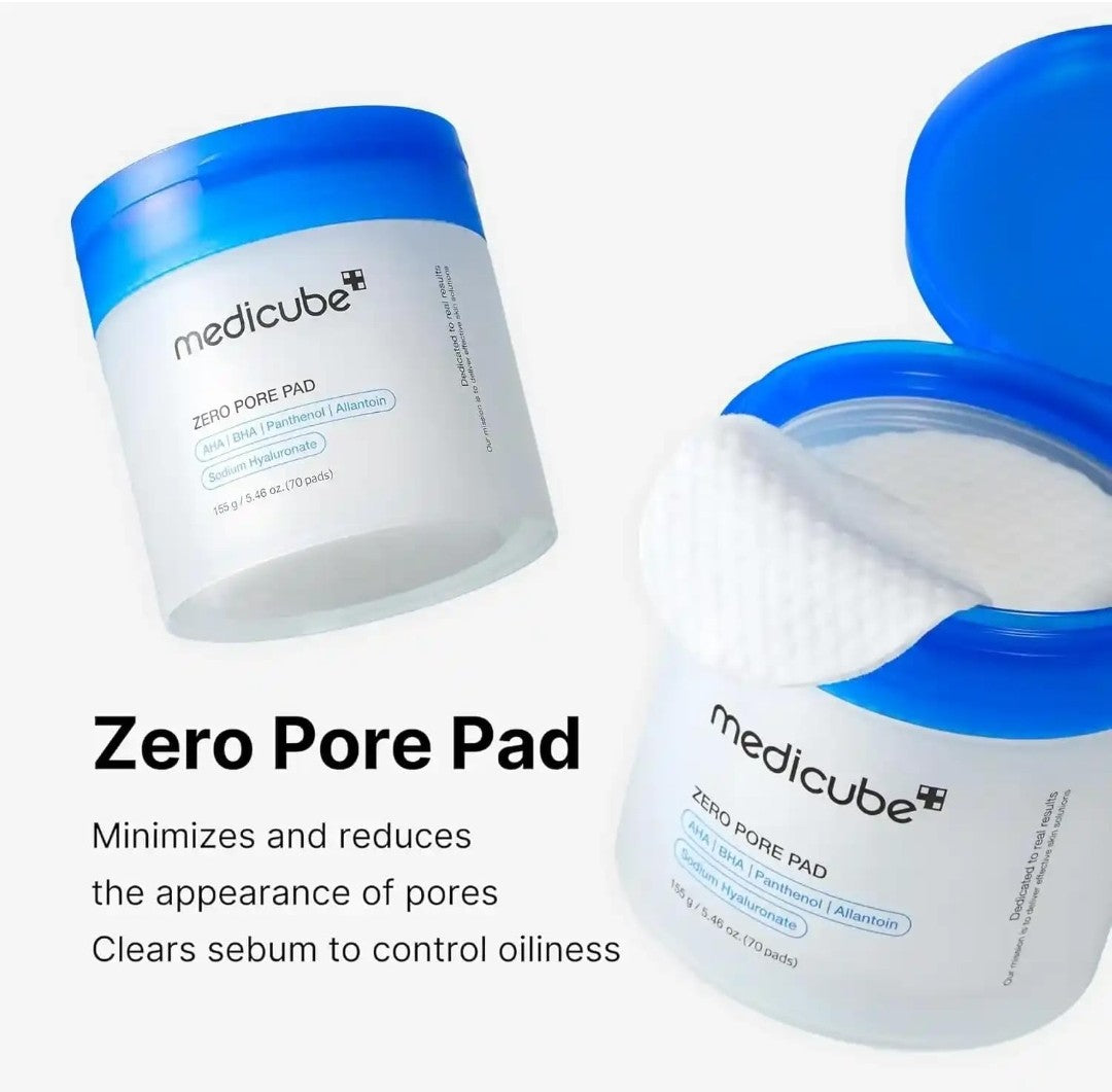 Medicube Zero Pore Pad container with open lid showing pads on a white background