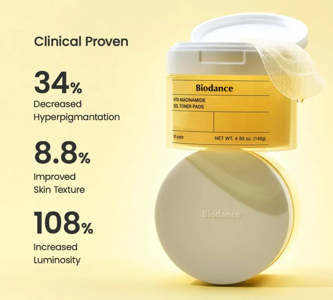 Biodance product with clinical proven benefits on a yellow background