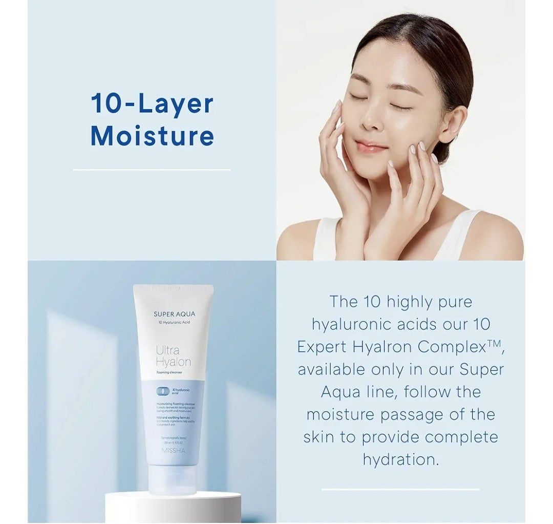 Missha Super Aqua Ultra Hyalon Foaming Cleanser – Hydrating Face Wash (200ml)