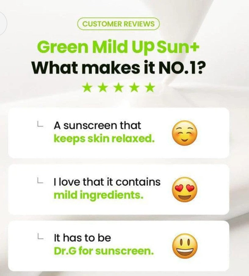 Dr.G Green Mild Up Sun+ SPF50+ PA+++ – Mineral Sunscreen 35ml