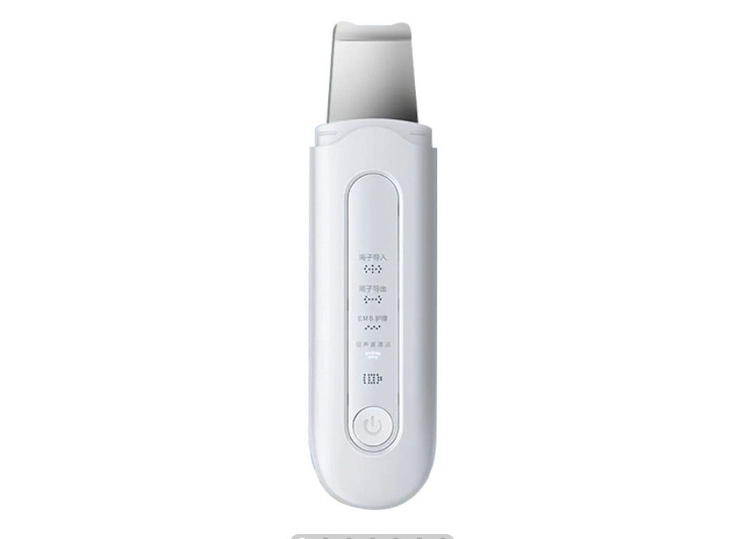White electronic device with digital display on a white background
