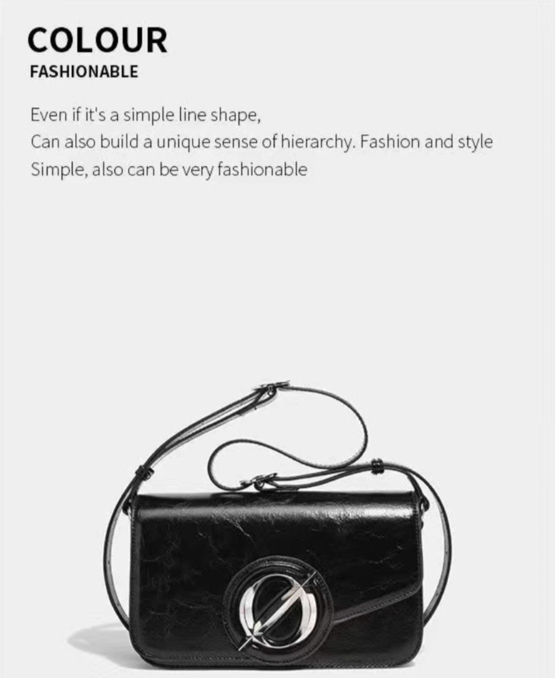 Elegant Crossbody Bag – Black/Grey with Silver Buckle