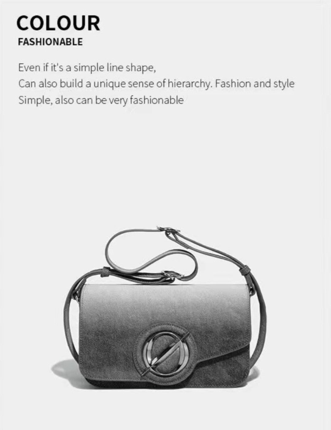Gray handbag with a unique design on a light gray background