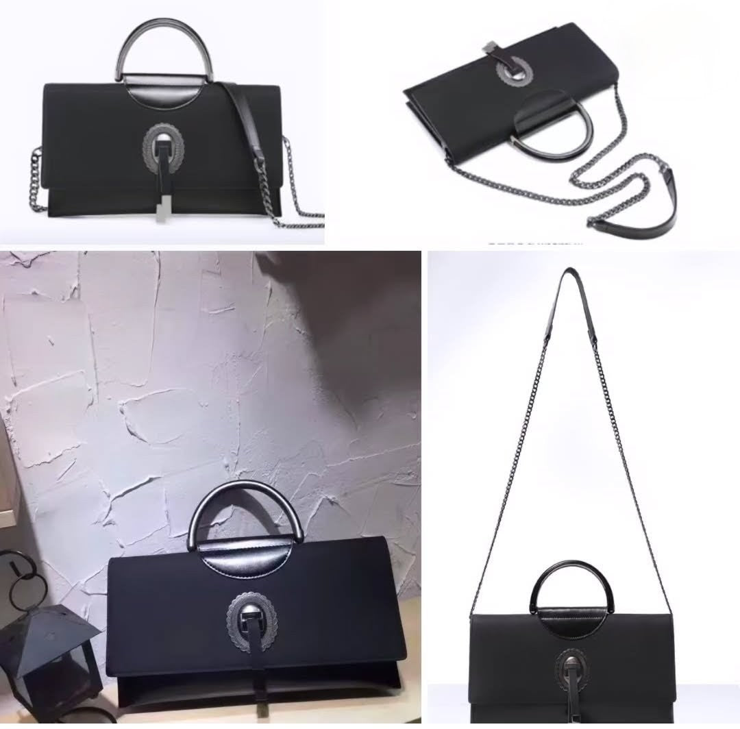 Elegant Black Chain Handle Clutch Bag – GlowBags Collection