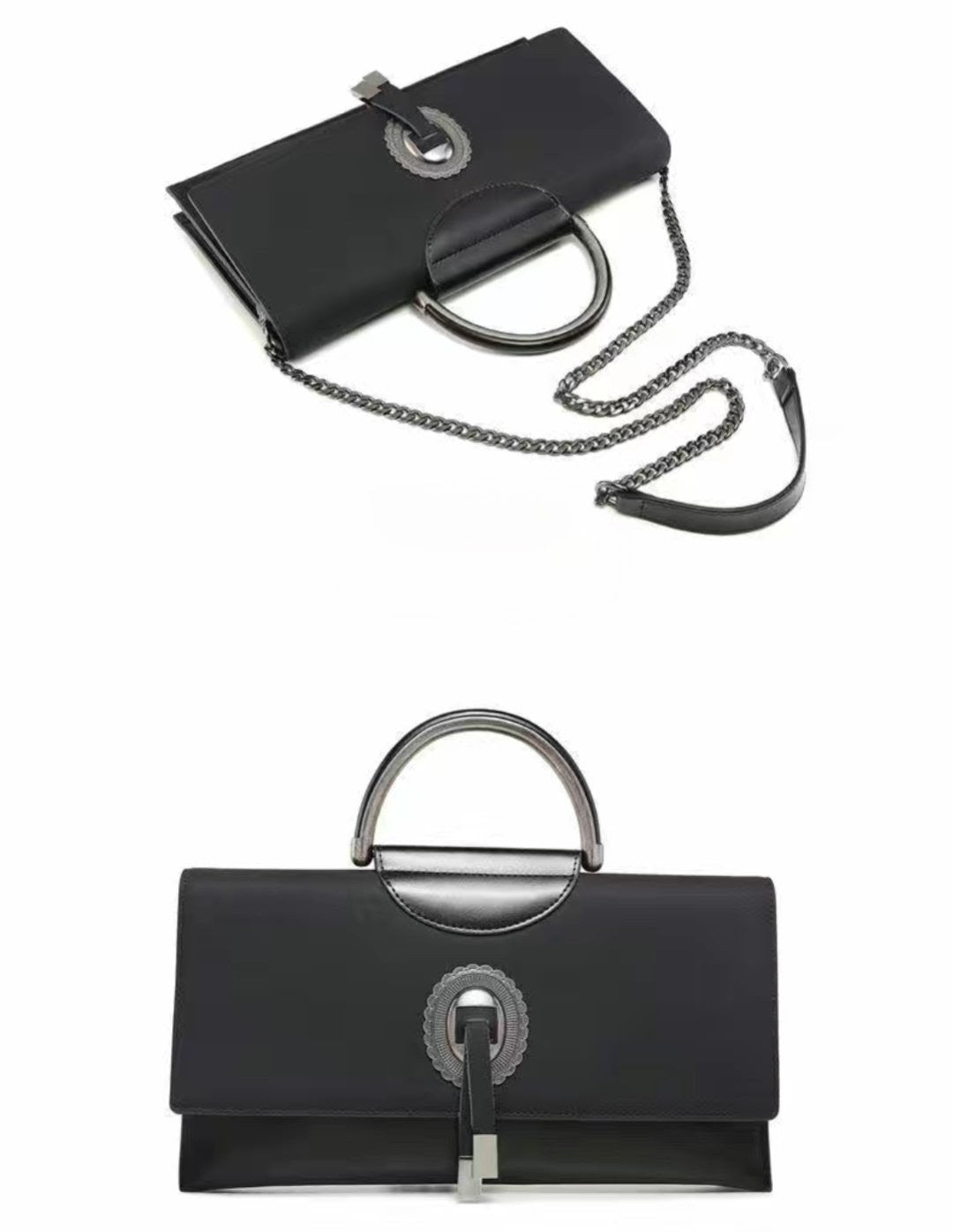 Elegant Black Chain Handle Clutch Bag – GlowBags Collection