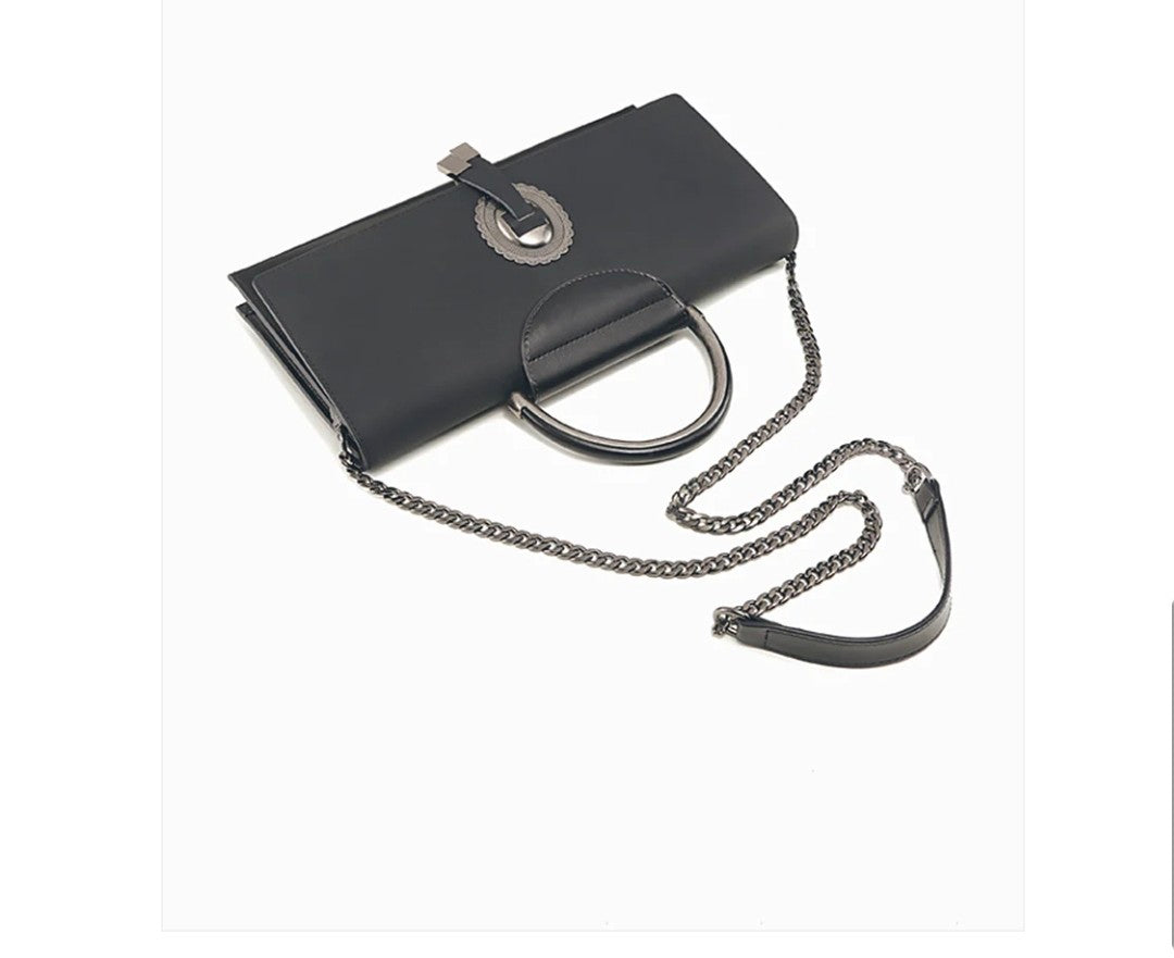 Elegant Black Chain Handle Clutch Bag – GlowBags Collection
