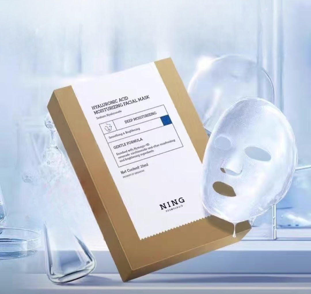 "Close-up of NING Facial Sheet Mask – Deep moisture treatment for radiant skin"