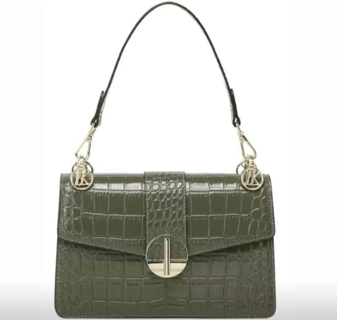 Elegant Crocodile-Embossed Shoulder Bag – GlowBags Collection (Grey)