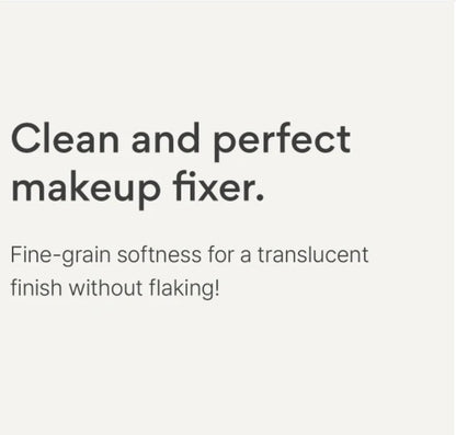 Text advertisement for a makeup fixer on a white background