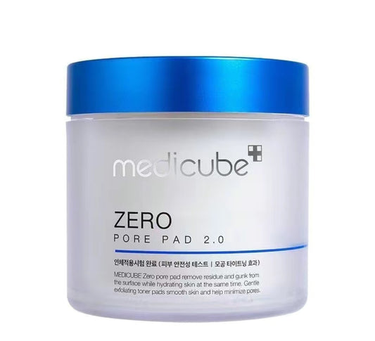 Medicube Zero Pore Pad 2.0 container with blue lid on a white background
