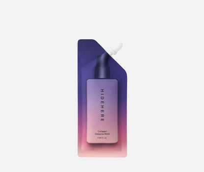 Collagen sleeping mask packaging with gradient design on a light gray background
