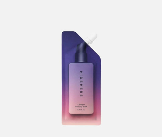 Collagen sleeping mask packaging with gradient design on a light gray background