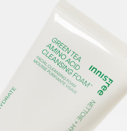 Innisfree Green Tea Amino Hydrating Cleanser with creamy foam texture