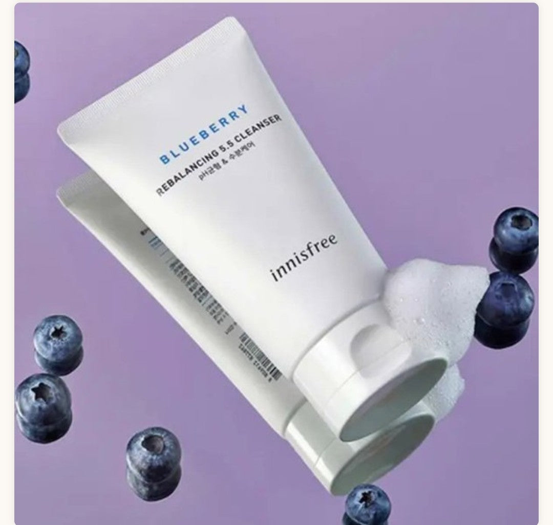 Innisfree Blueberry Rebalancing Cleanser – Korean skincare antioxidant face wash for sensitive skin