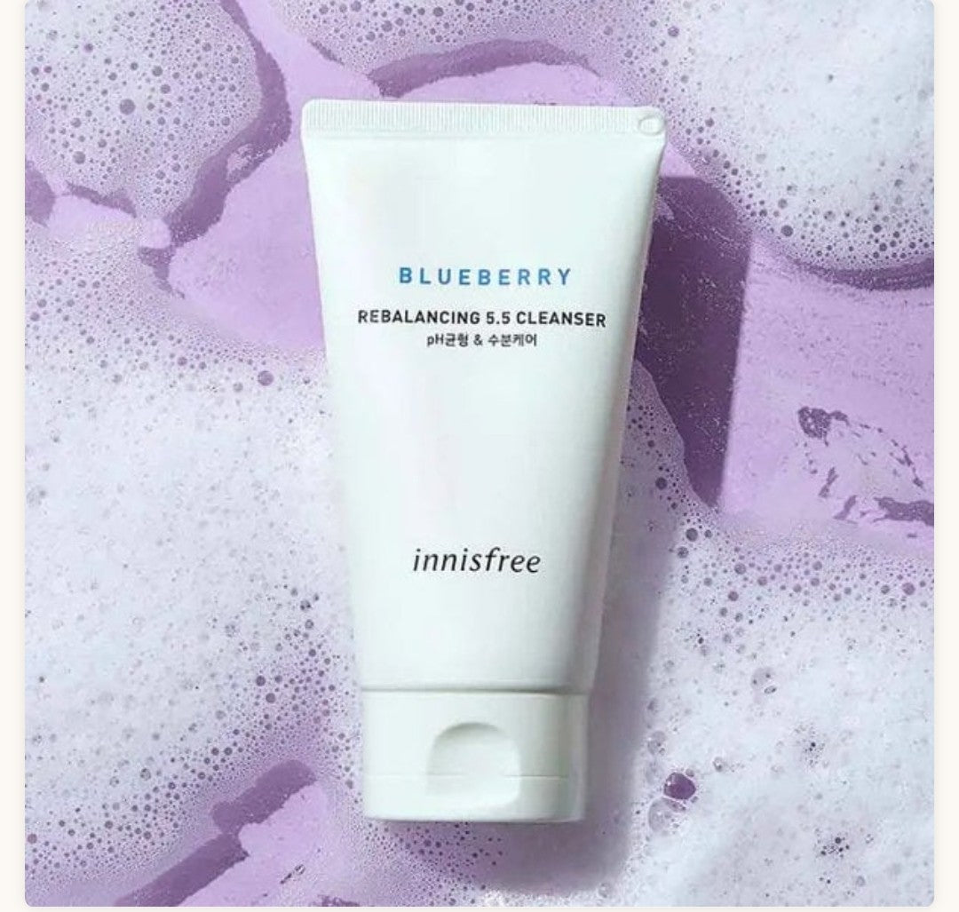 Innisfree Blueberry Rebalancing 5.5 Cleanser – hydrating daily facial cleanser with antioxidant-rich blueberries
