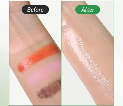 Before and after comparison of a cosmetic product on skin