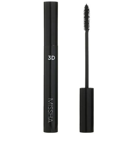 Missha 3D Mascara black tube with wand applicator for curling and volumizing lashes
