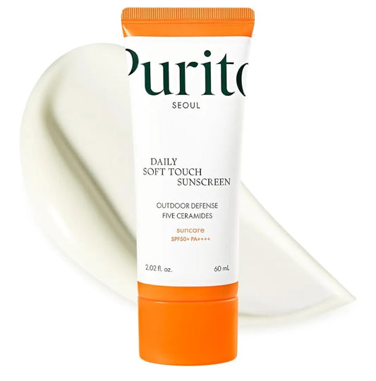 Purito Daily Soft Touch Sunscreen tube on a white background