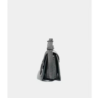 Gray leather bag on a white background