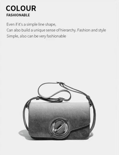 Gray handbag with a unique design on a light gray background
