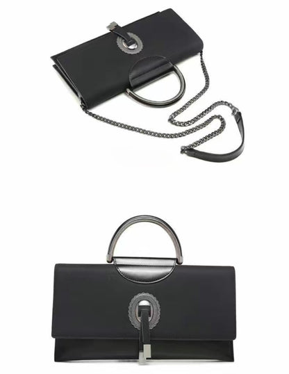 Elegant Black Chain Handle Clutch Bag – GlowBags Collection