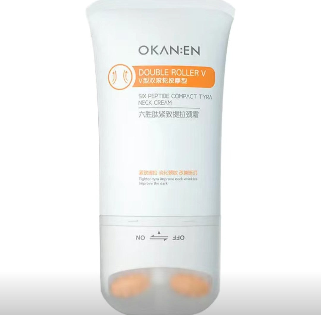 OKAN-EN Double Roller V neck cream packaging on a white background