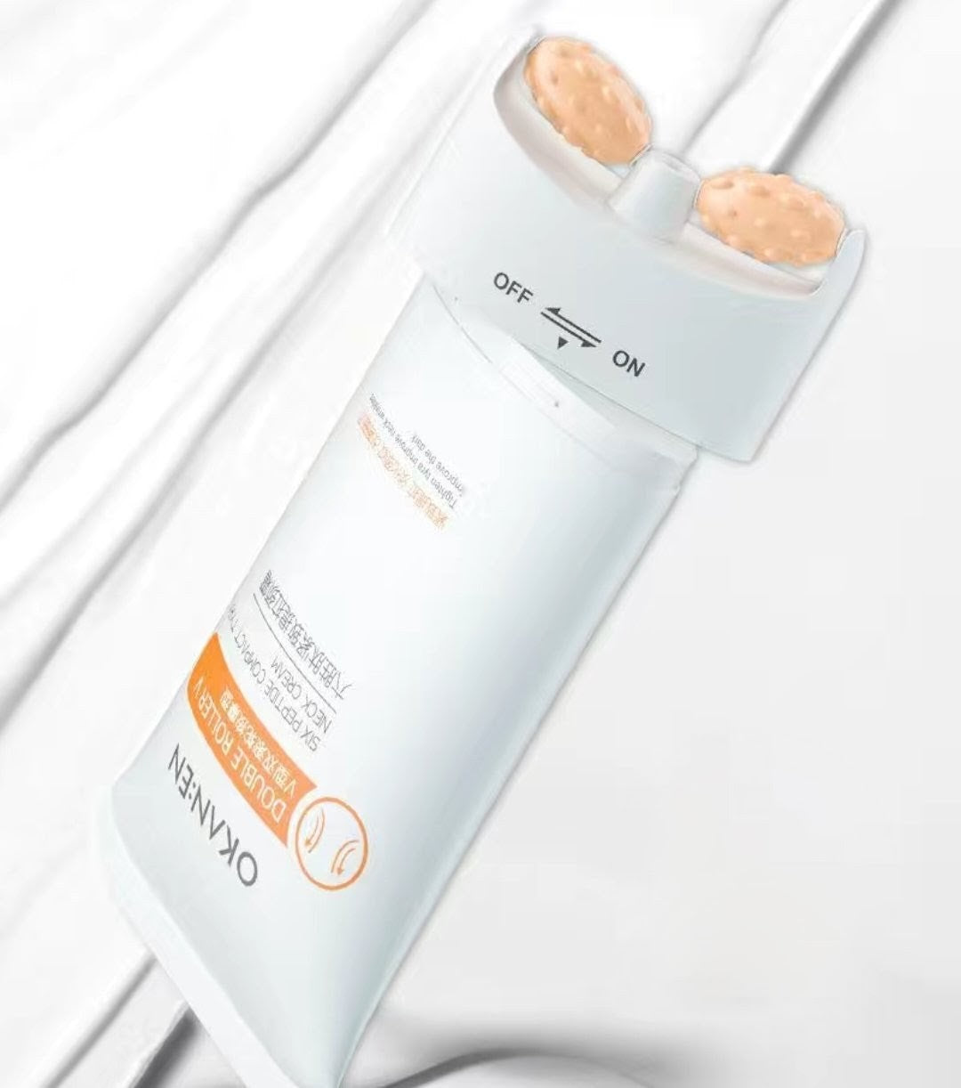 White electronic device with a power switch on a white background