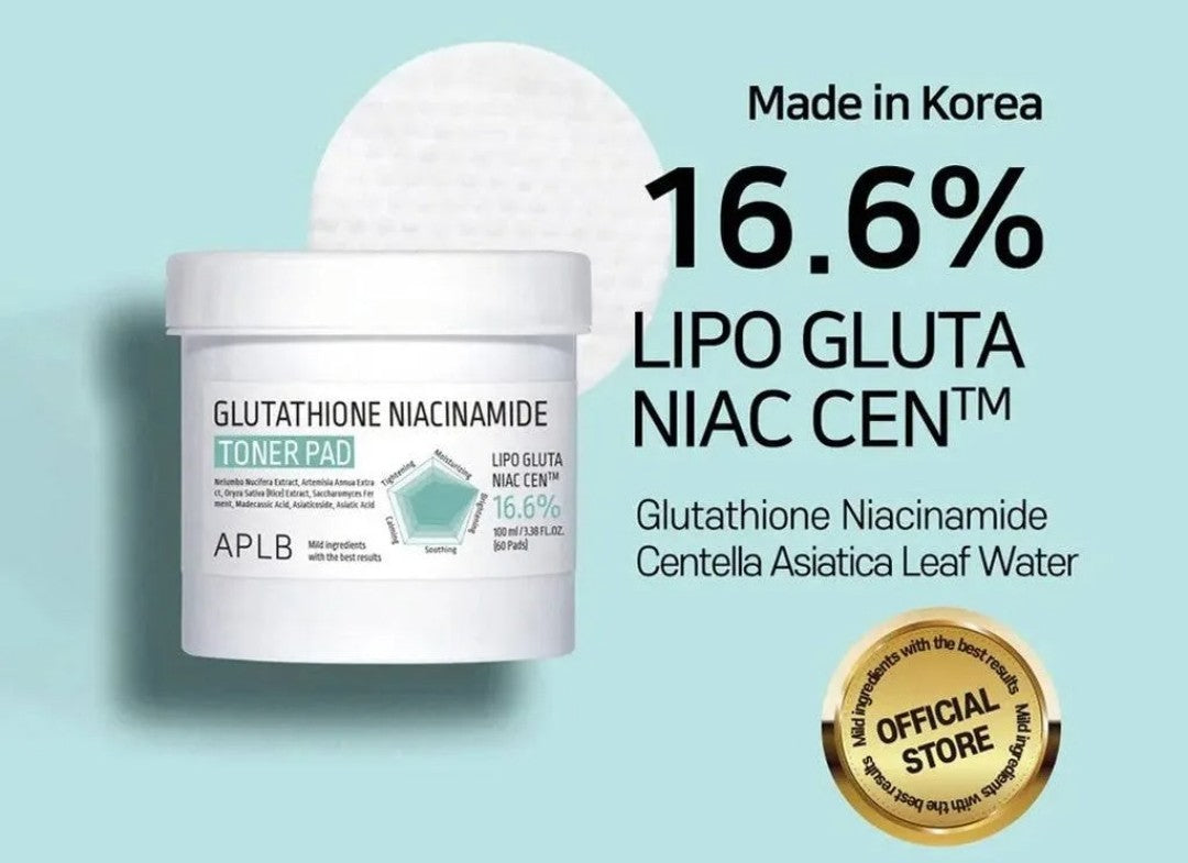 Toner pad container with product details on a light blue background