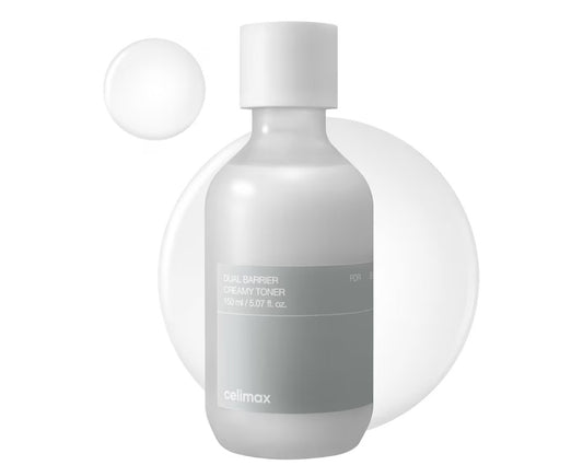 White bottle of Celmex cream toner on a white background