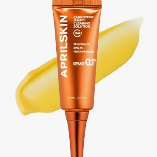 Orange skincare product with 'Aprilskin' branding on a white background