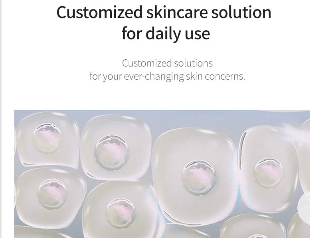 Customized skincare solution containers with text on a white background