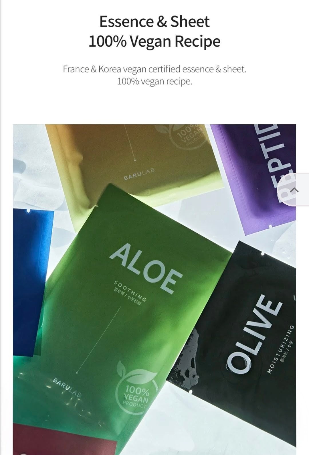 Vegan skincare product packaging with 'Aloe' and 'Olive' labels on a white background.