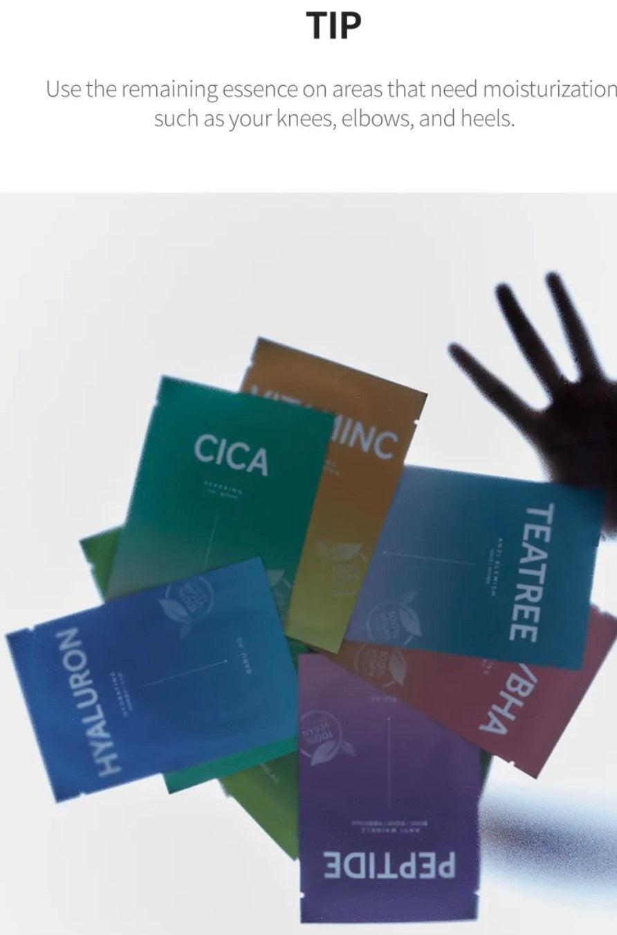 Colorful skincare masks with brand names on a white background