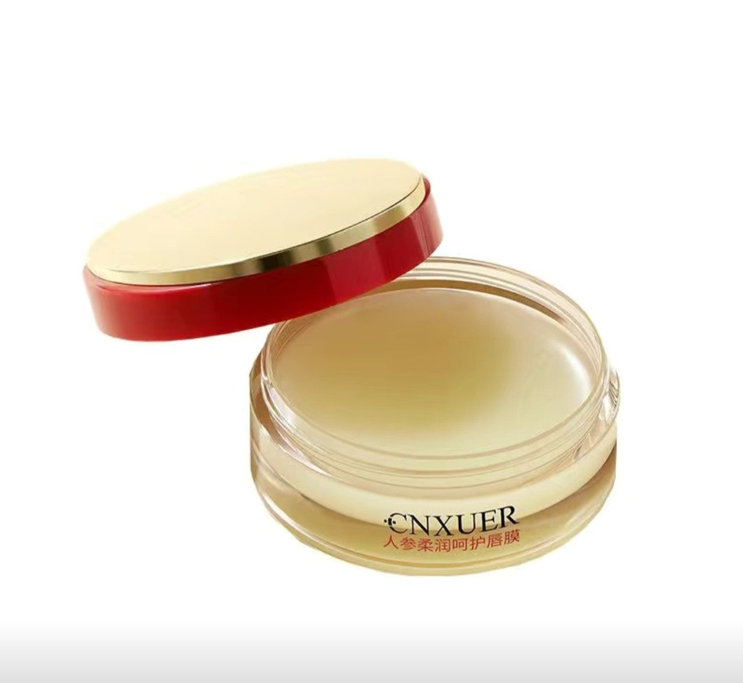 Cosmetic jar with red lid and gold accents on a white background